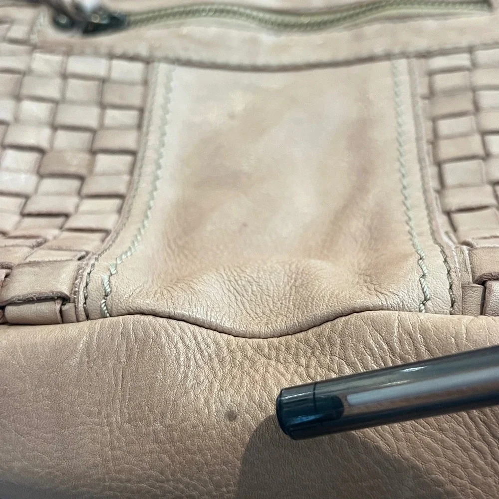 Born Genuine Leather Crossbody Bag/Purse In Natural Brown Woven Accent NWOT read